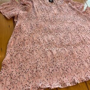 Bobeau Womens Cold Shoulder Pink Patterned 3X New Top poly stretchy